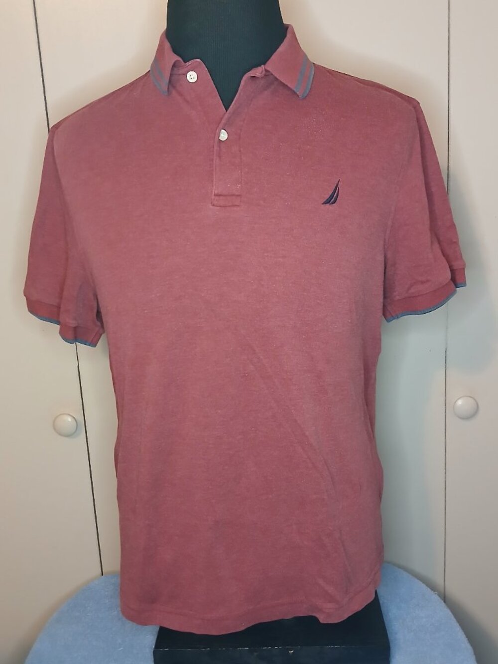 Nautica Men's Large Red Cotton Short Sleeve Polo(1194B2)
